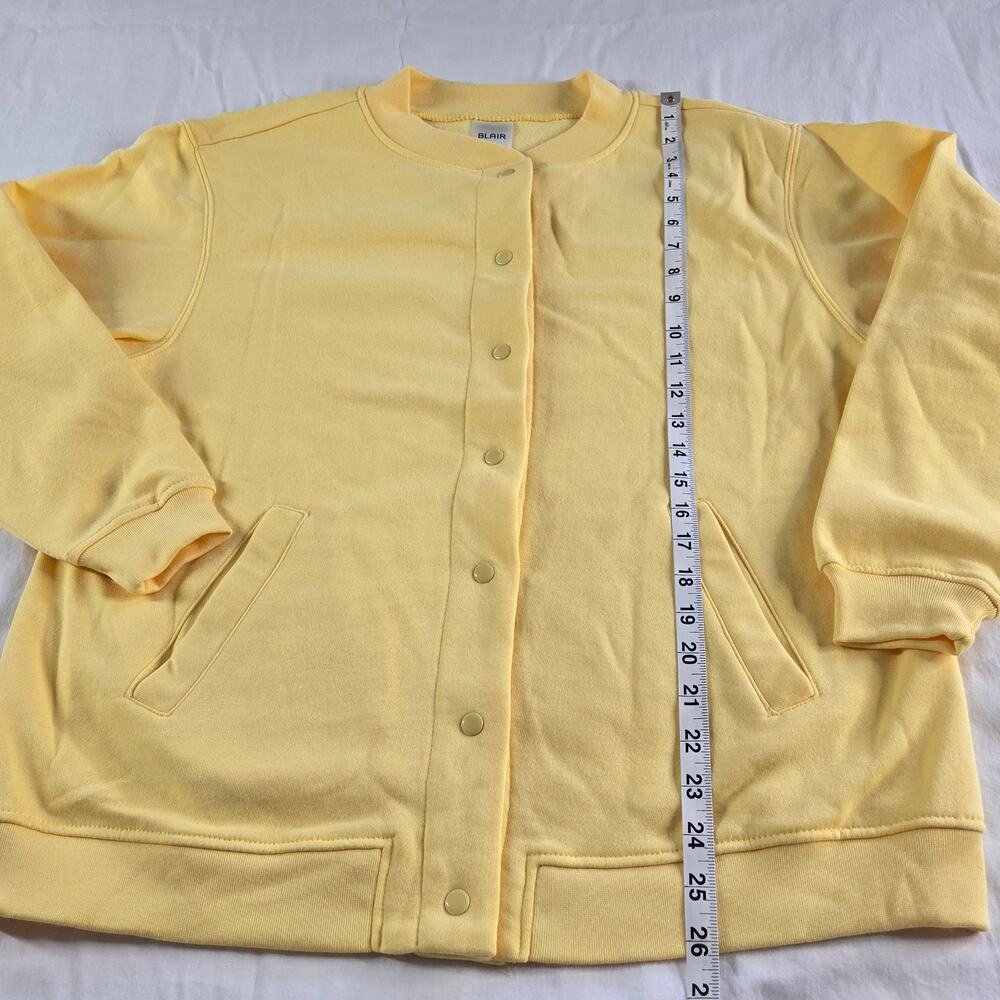 Blair Fleece Jacket Cardigan Snap Front Butter Yellow Size Petite Medium Pockets - Picture 9 of 10